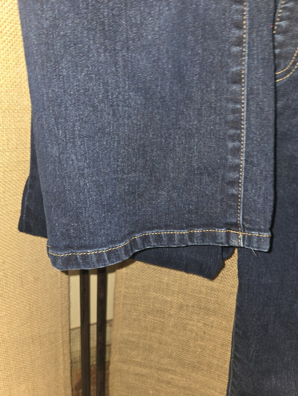 Dark Wash Straight Leg Jeans Elastic Waist Stretch Denim 12L - Picture 8 of 12